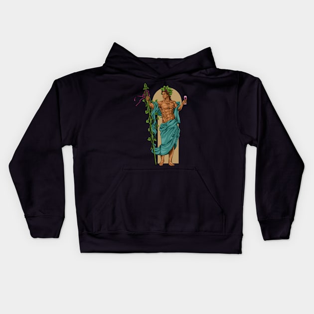 God of Greek mythology - Bacchus Dionysus Kids Hoodie by Modern Medieval Design